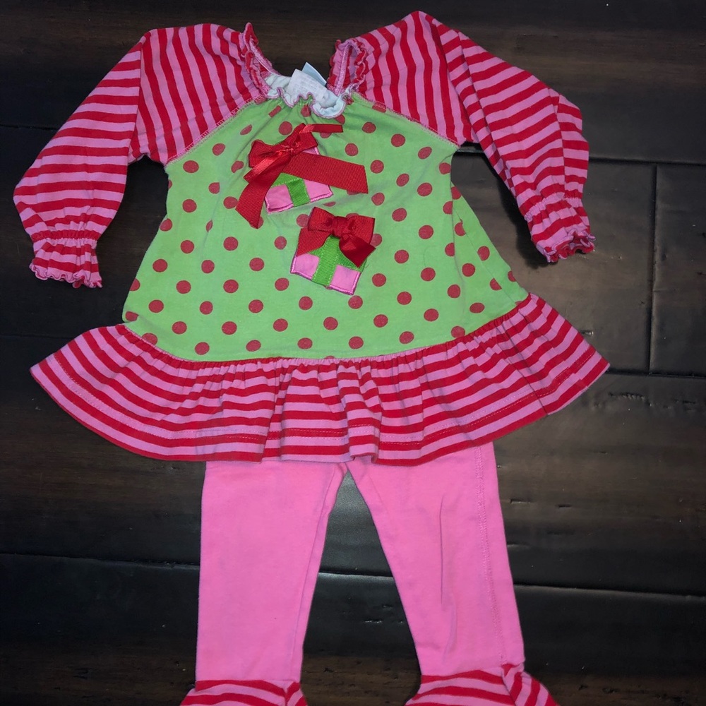 Peaches and Cream Christmas set - size 3T